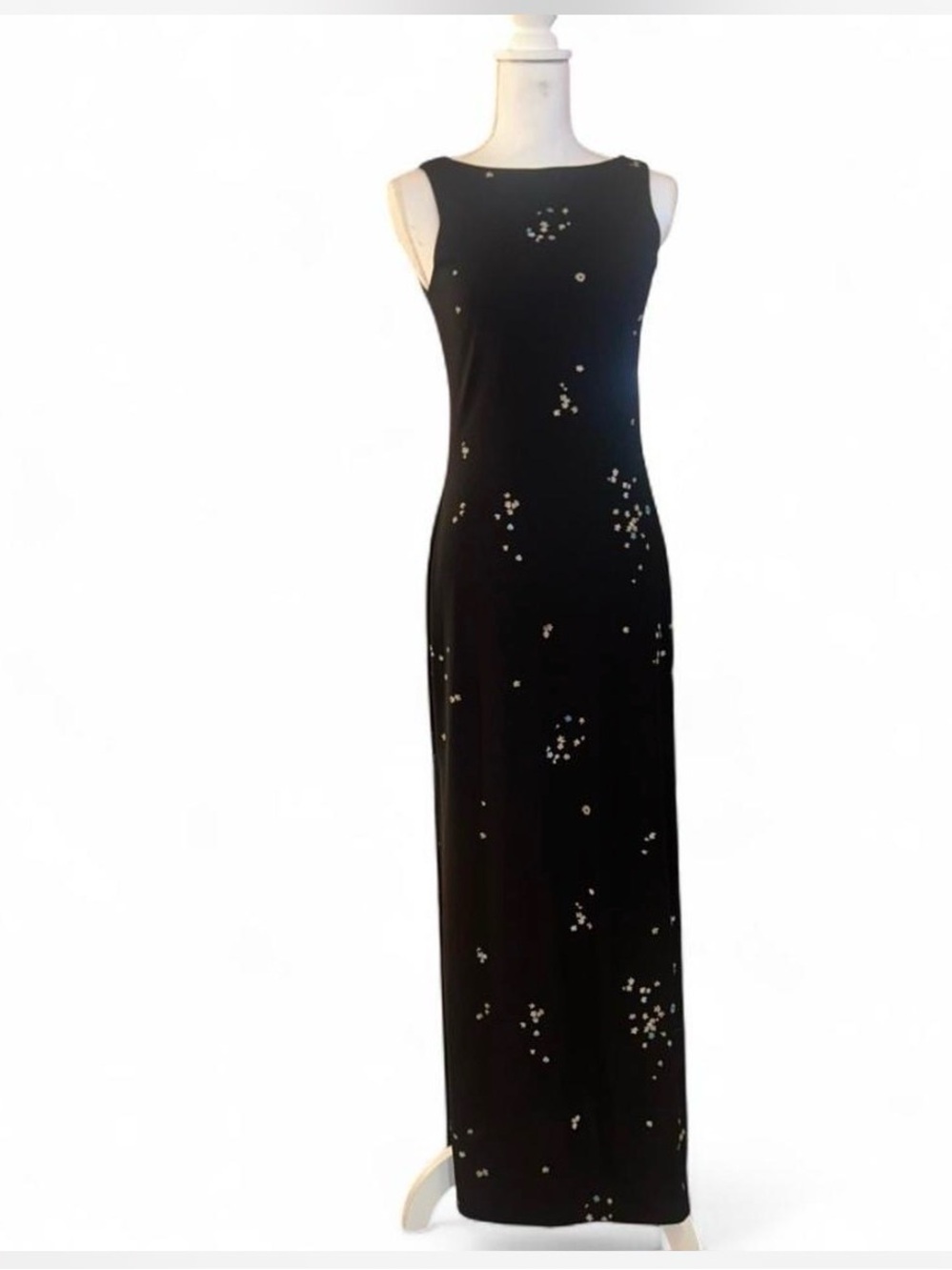 Sigrid Olsen vintage 90’s Black Dress with Floral Accents